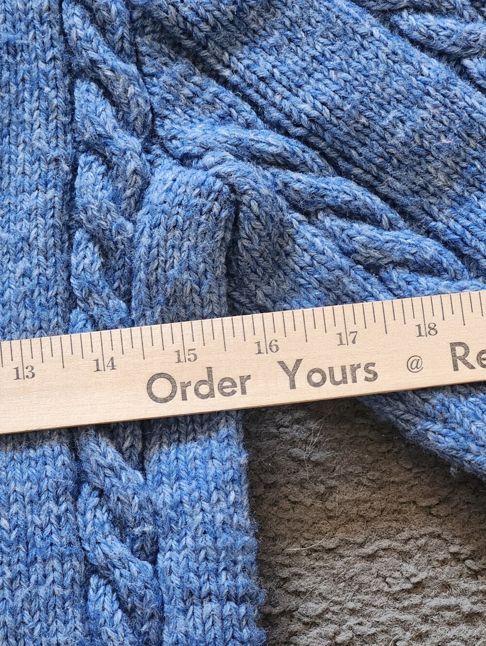 HANDMADE Kids Sweater Size 8 - 10 Blue Wool Cable Knit Crew Neck Unisex - Picture 5 of 5
